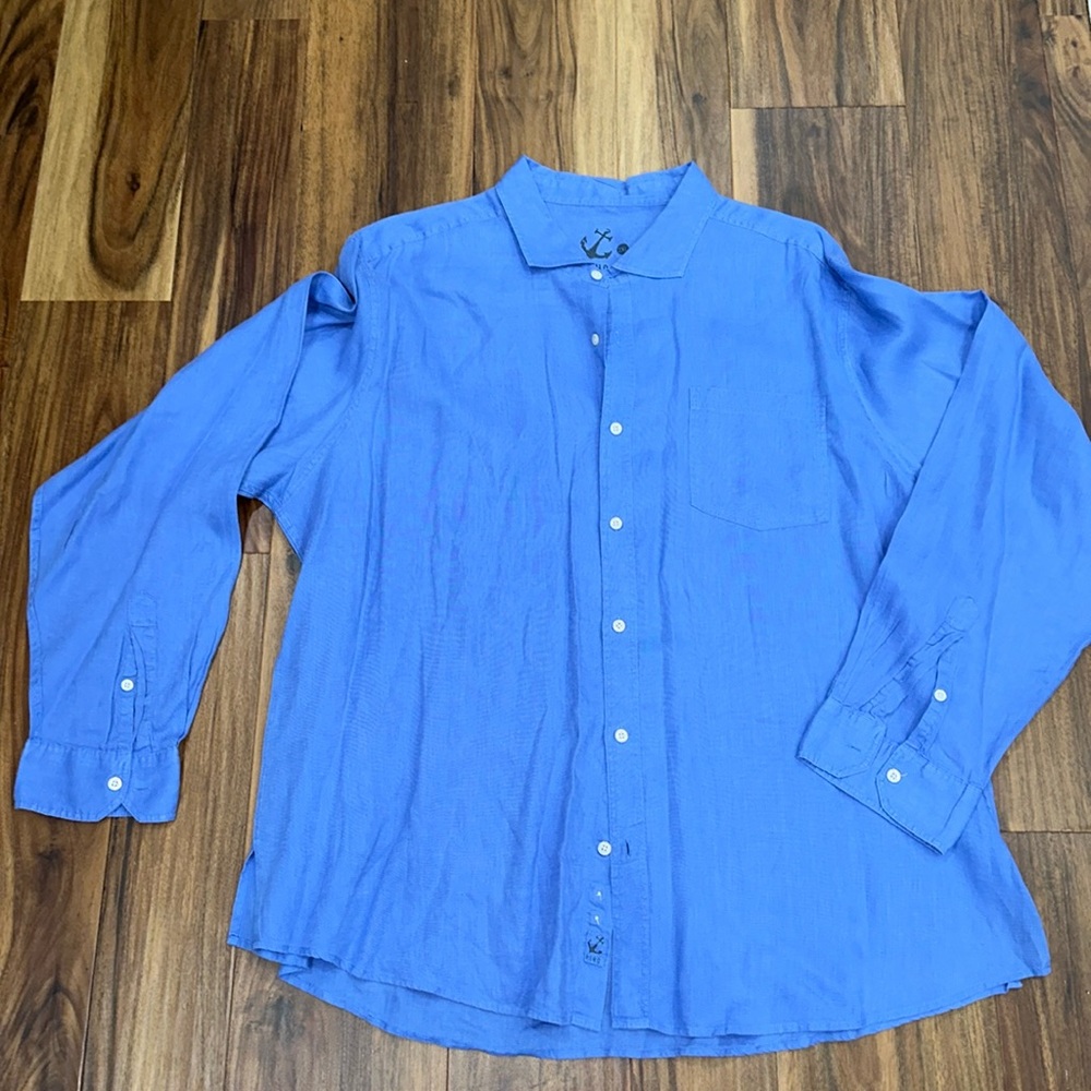 Hiho Men’s Button Down Shirt 100% Linen Size XXL